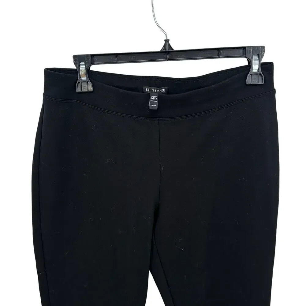 EILEEN FISHER Stretch Ponte Pull-On Pants in Black // Medium Petite
